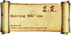 Quiring Rózsa névjegykártya